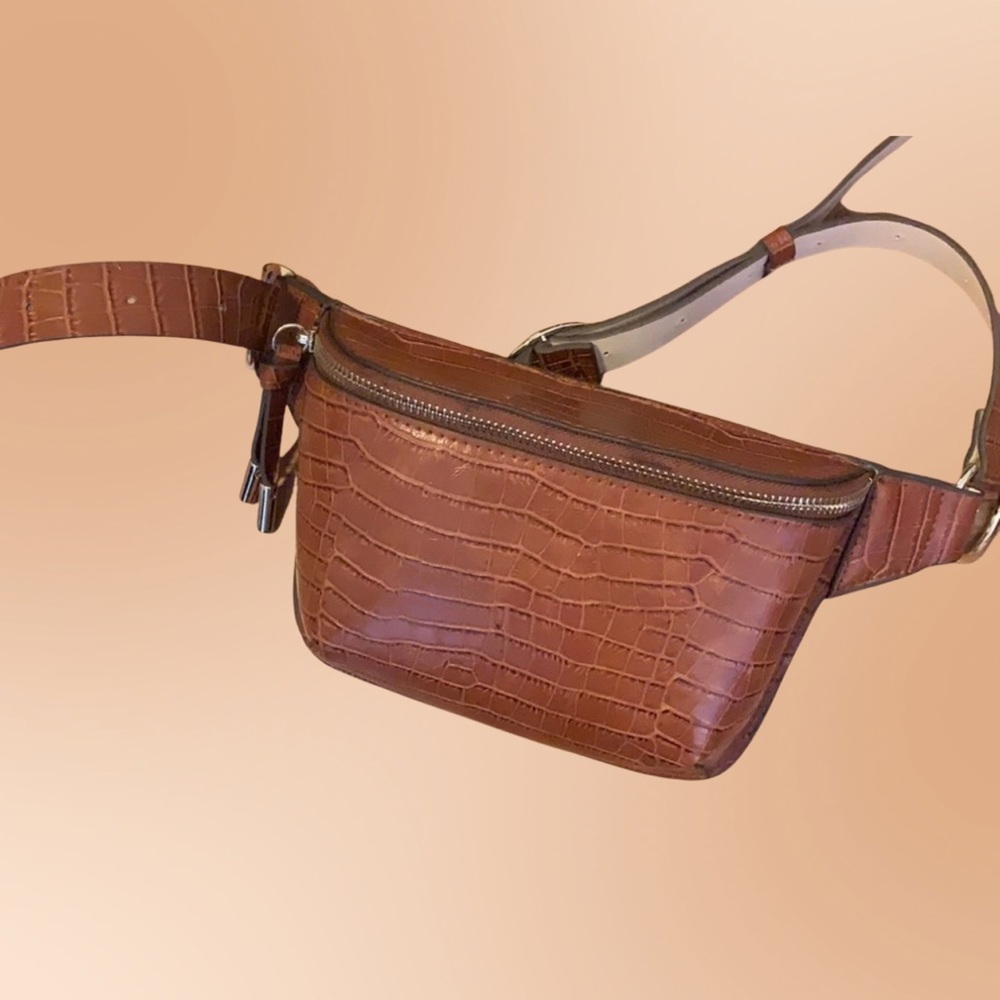 H&M Brown Croc-Embossed Belt Bag